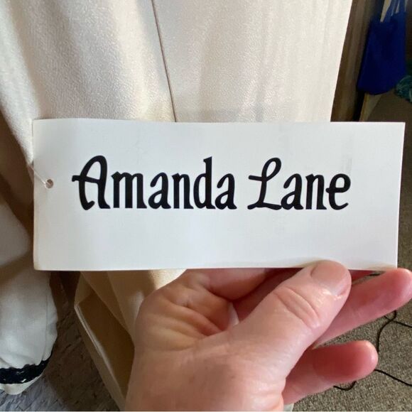 Amanda Lane NWT Tuxedo Jacket Button Down Front Blk Crocheted Detail Size 16 - Picture 4 of 7